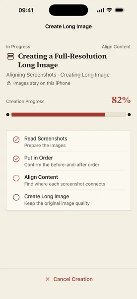 LongShot automatically stitching screenshots on iPhone